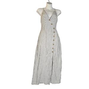 Urban Outfitters Women Small Button Front Midi Dress Beach Vacation Coastal Chic